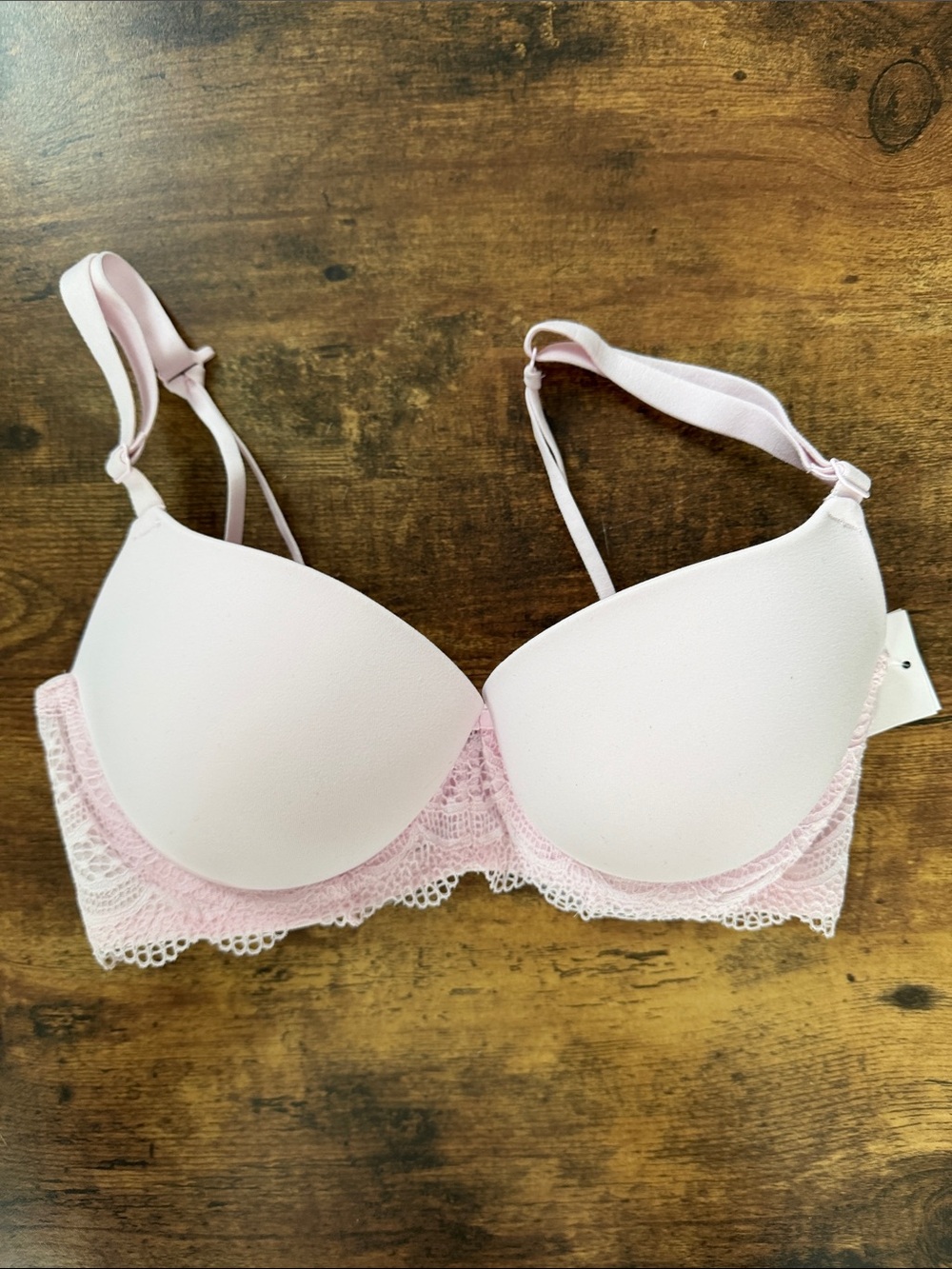 Auden Light Pink Lace-Trim T-Shirt Bra